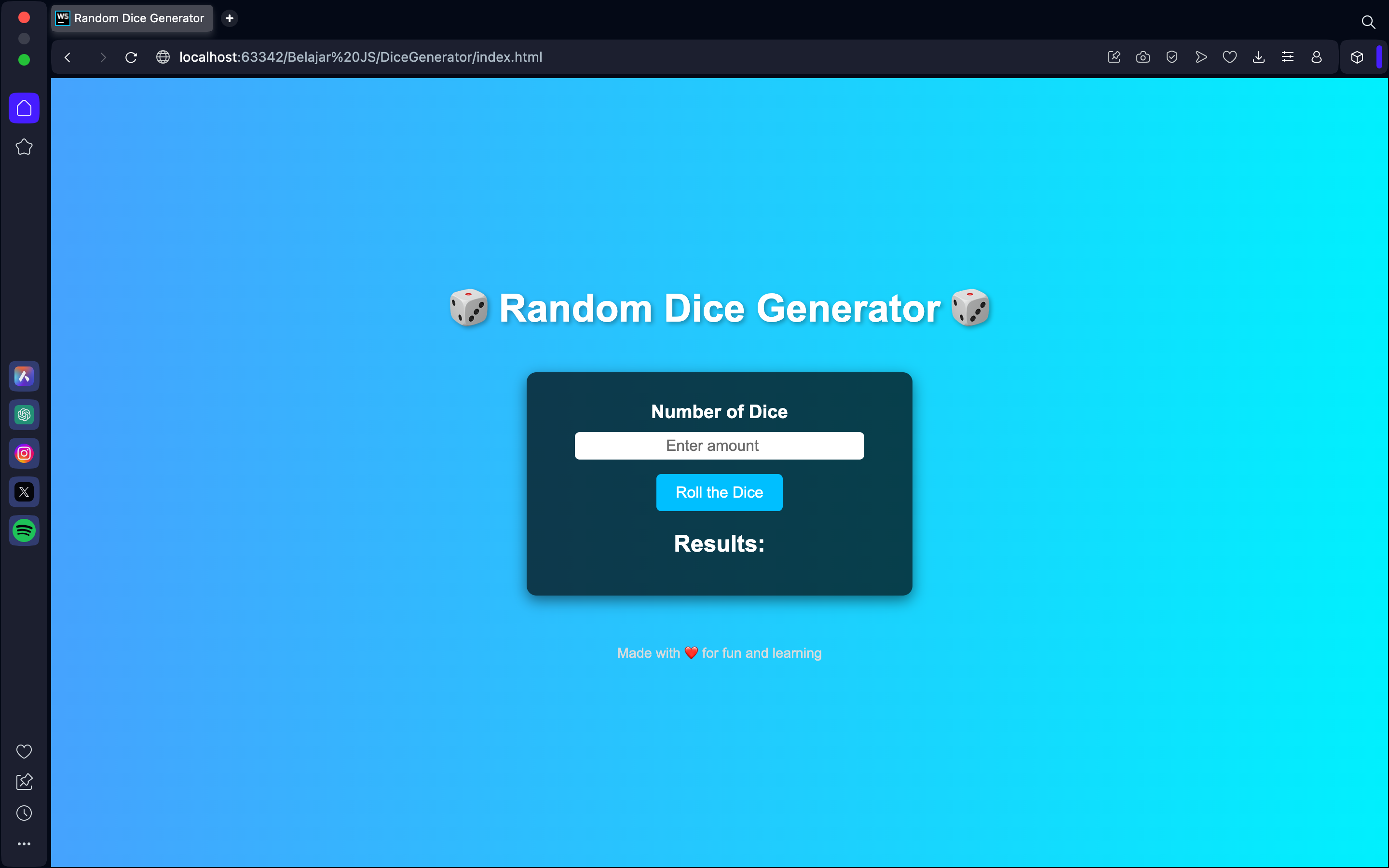 Random Dice Generator Interface