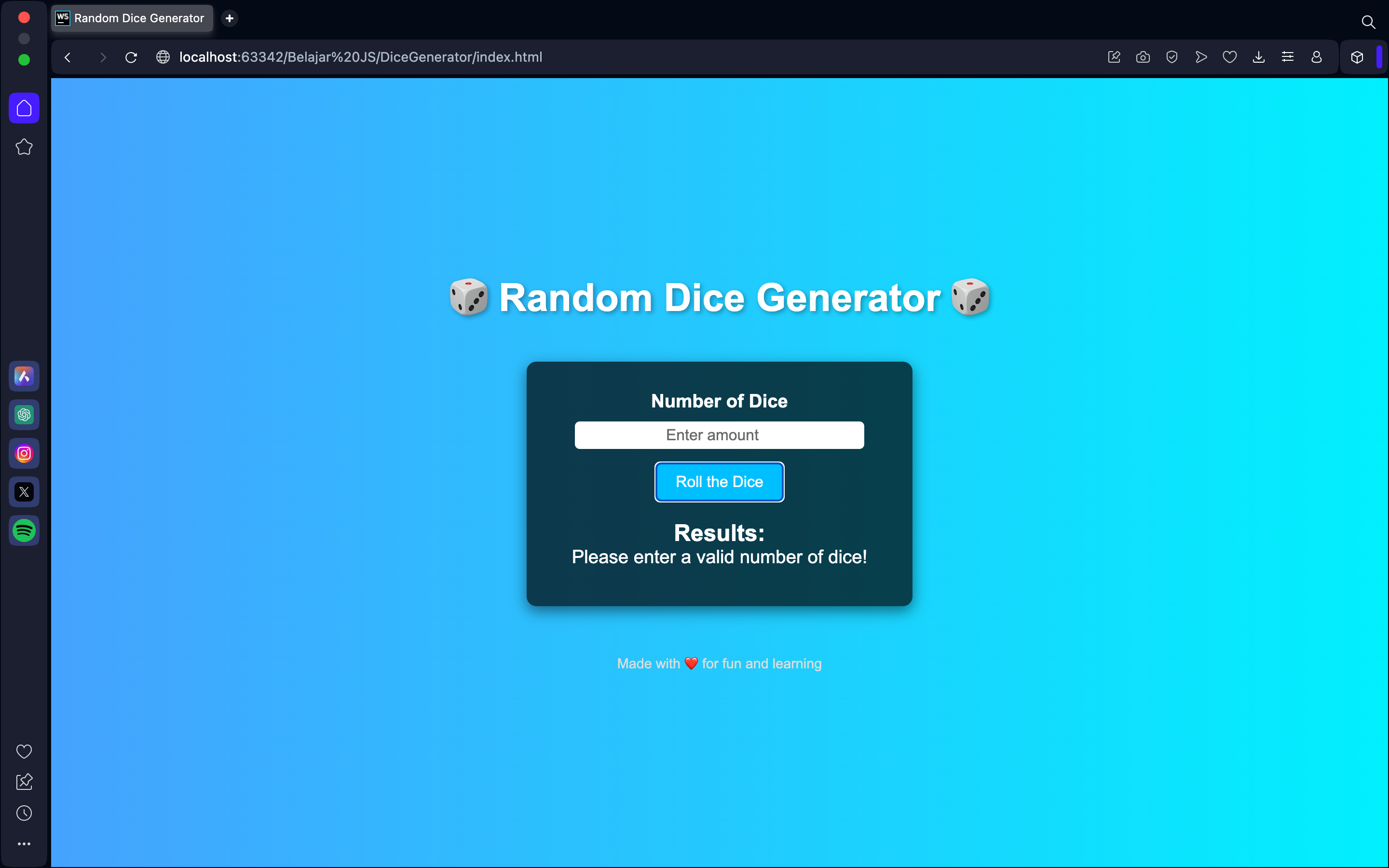 Random Dice Generator Interface